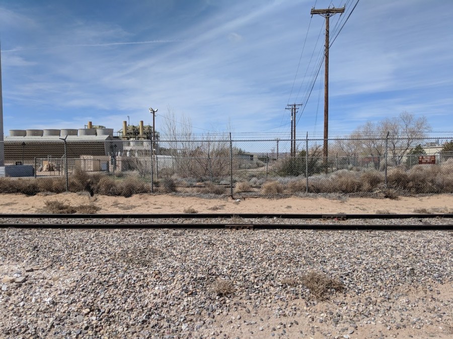 path through PNM parking lot