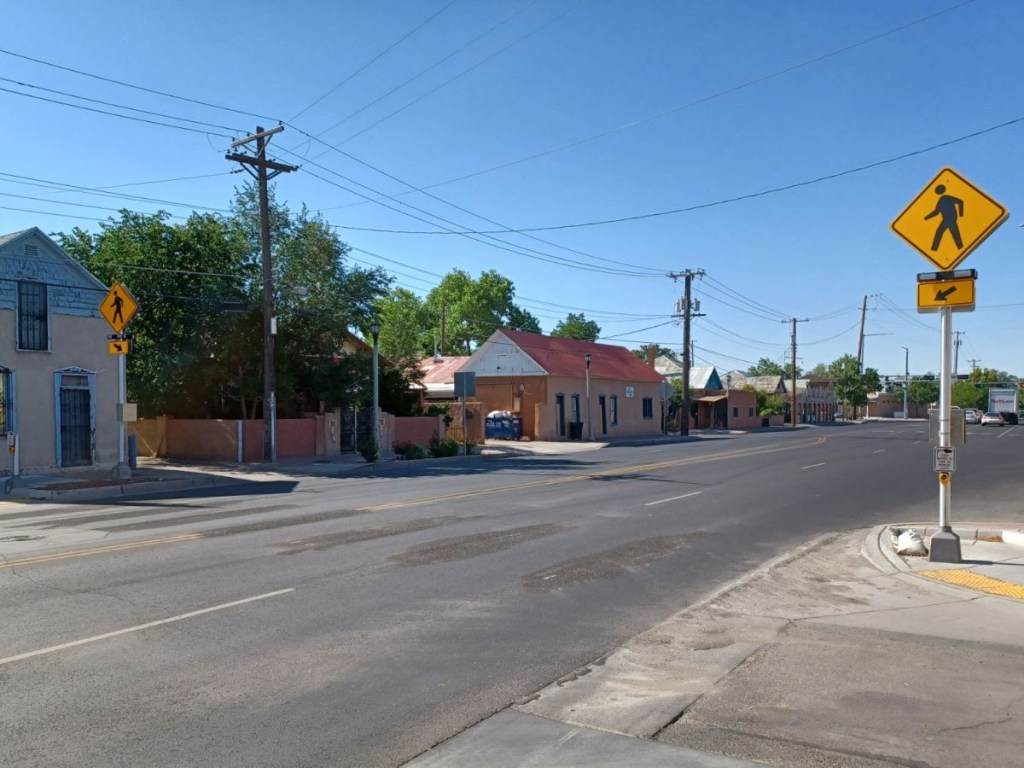 Street with crosswalk removed.